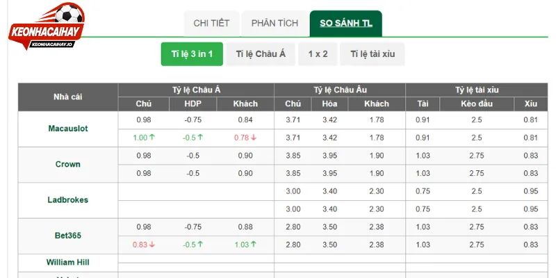 Đánh giá các tỷ lệ cược phổ biến nhất